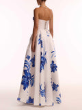 Aurohaya Elegant Off-the-shoulder Ruffled Bodycon Floral Print Maxi Dress