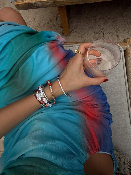 Aurohaya Sexy Strapless Cutout Gradient Printed Vacation Maxi Dress