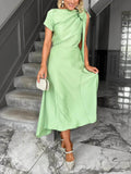 Elegant Lace-Up Cowl Neck Asymmetrical Formal Dress