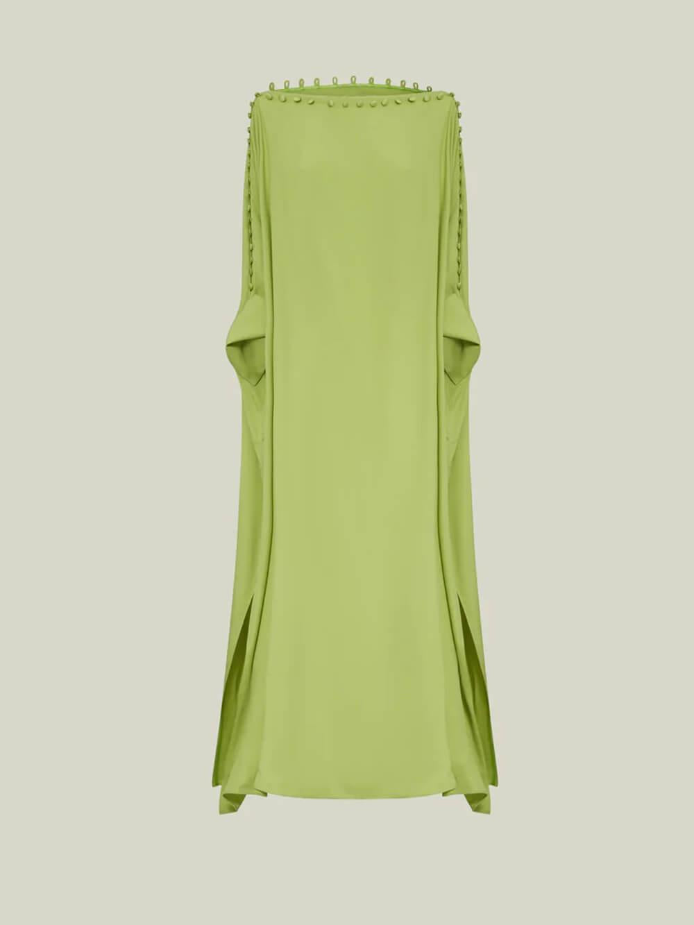 Aurohaya Casual Button-Detail Off-Shoulder Slit Maxi Dress