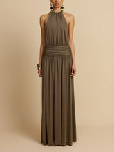 Sexy Open-back Pleated Low-waist Knitted Maxi Dress