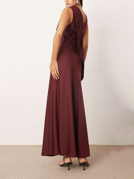 Aurohaya Elegant Contrast Panel Sleeveless Maxi Dress