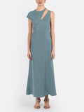Elegant Asymmetrical Neckline Cape Cutout Maxi Dress
