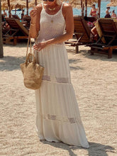 Delicate Mesh Panel Spaghetti Strap Backless Vacation Maxi Dress