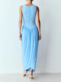 Aurohaya Casual Fashion Pleated Tulip Maxi Dress