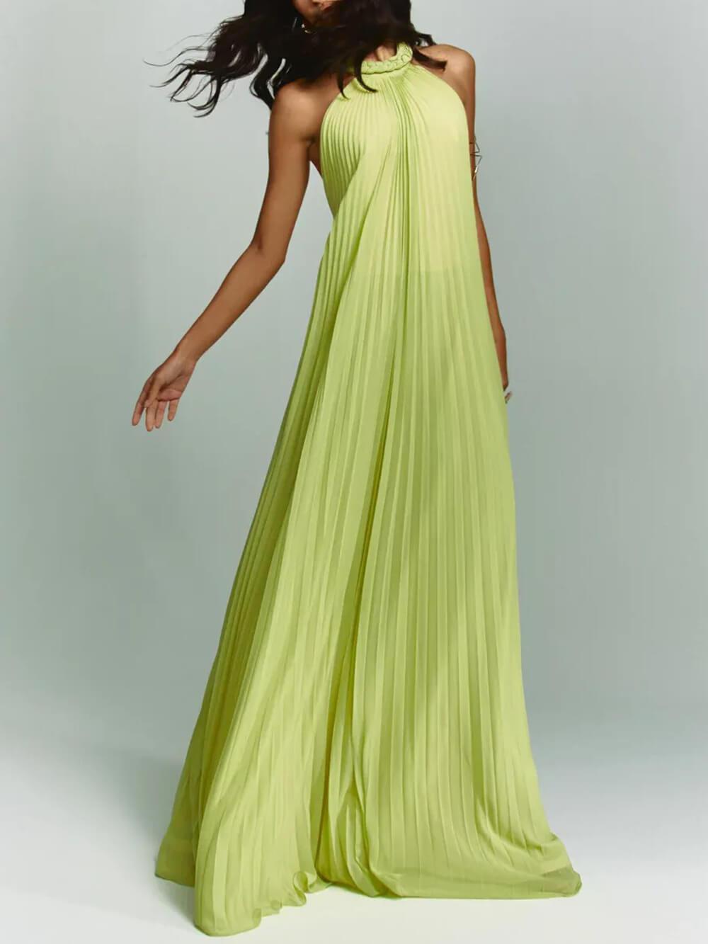 Aurohaya Exquisite Pleated Backless Party Dress