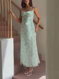 Sophisticated Floral Print Open Back Pleated Midi Dress