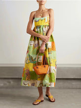 Unique Animal Print Tie Back Pleated Midi Dress