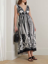 Elegant Open-Back Floral Print Satin Maxi Dress