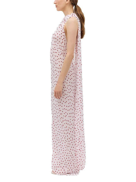 Aurohaya Unique Red Polka Dot Chiffon Maxi Dress