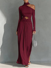Exquisite One-Shoulder Cutout Pleated Maxi Dress