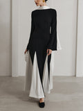 Elegant Insert Contrast Party Maxi Dress