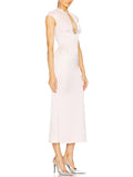 Elegant Satin Crystal Embellished Midi Dress
