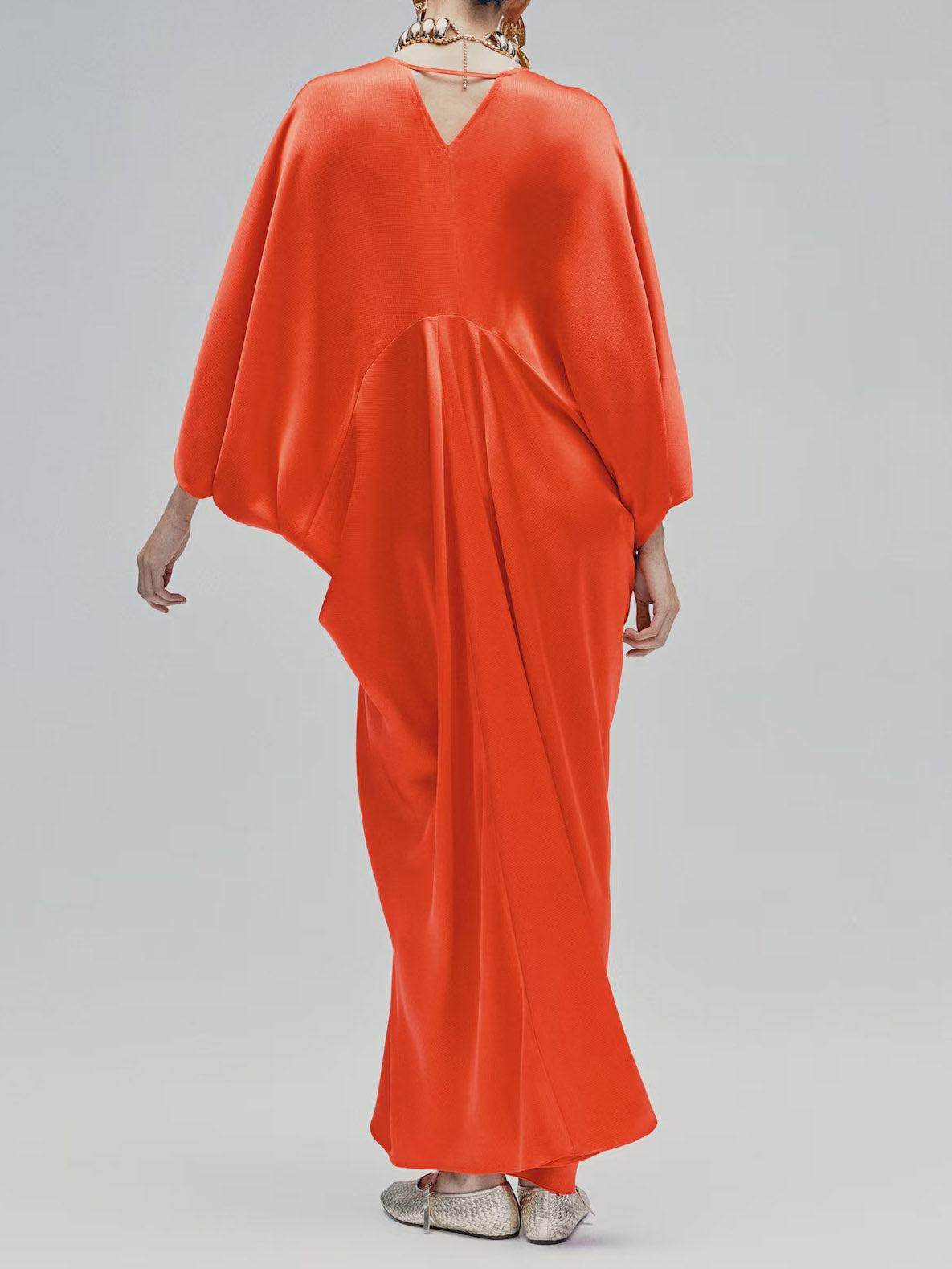 Aurohaya Elegant V-neck Satin Robe Maxi Dress