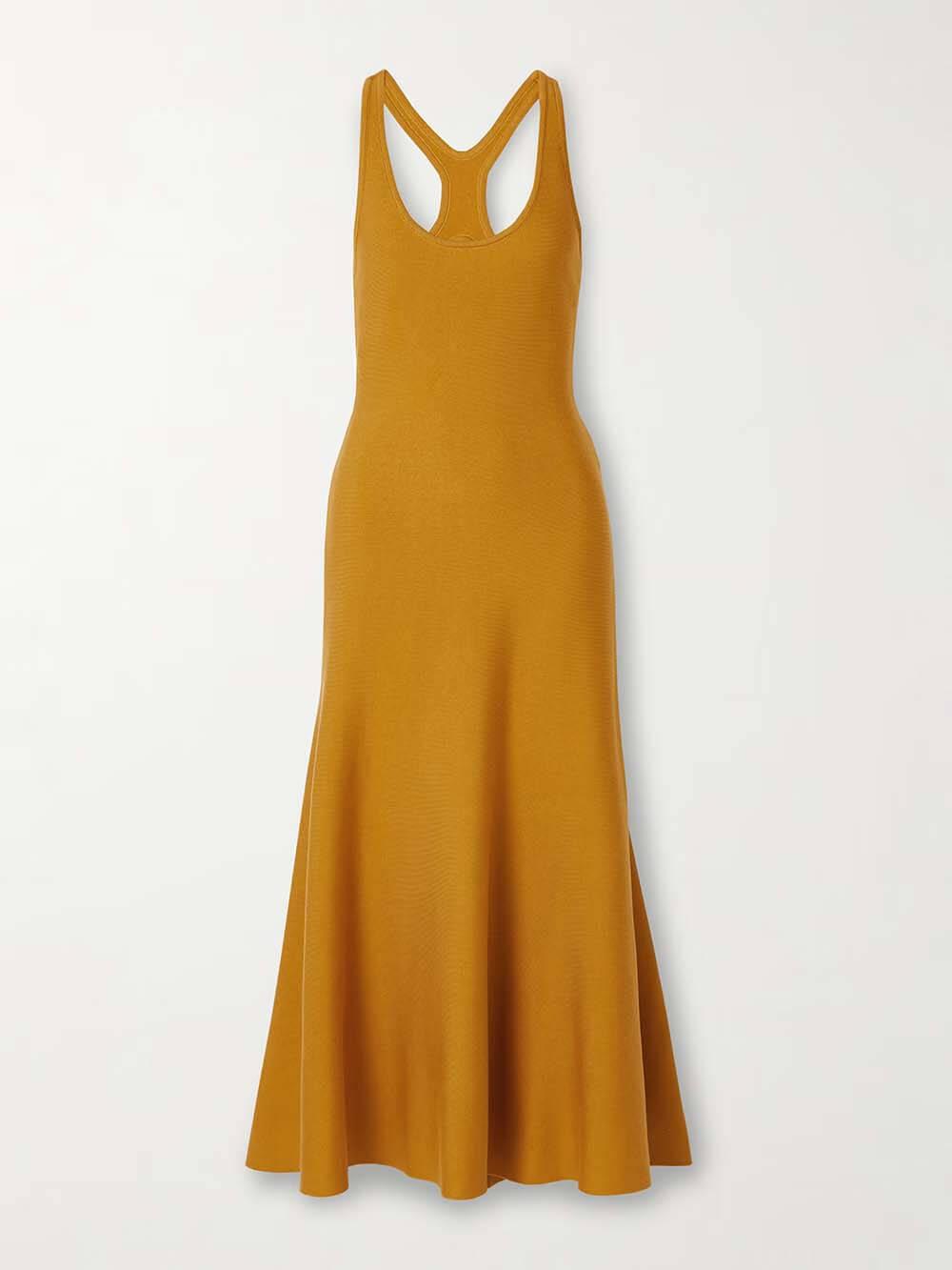 Aurohaya Classic Backless Cross-Front Fitted A-Line Midi Dress