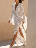 Elegant Lace Bell Sleeve Maxi Dress
