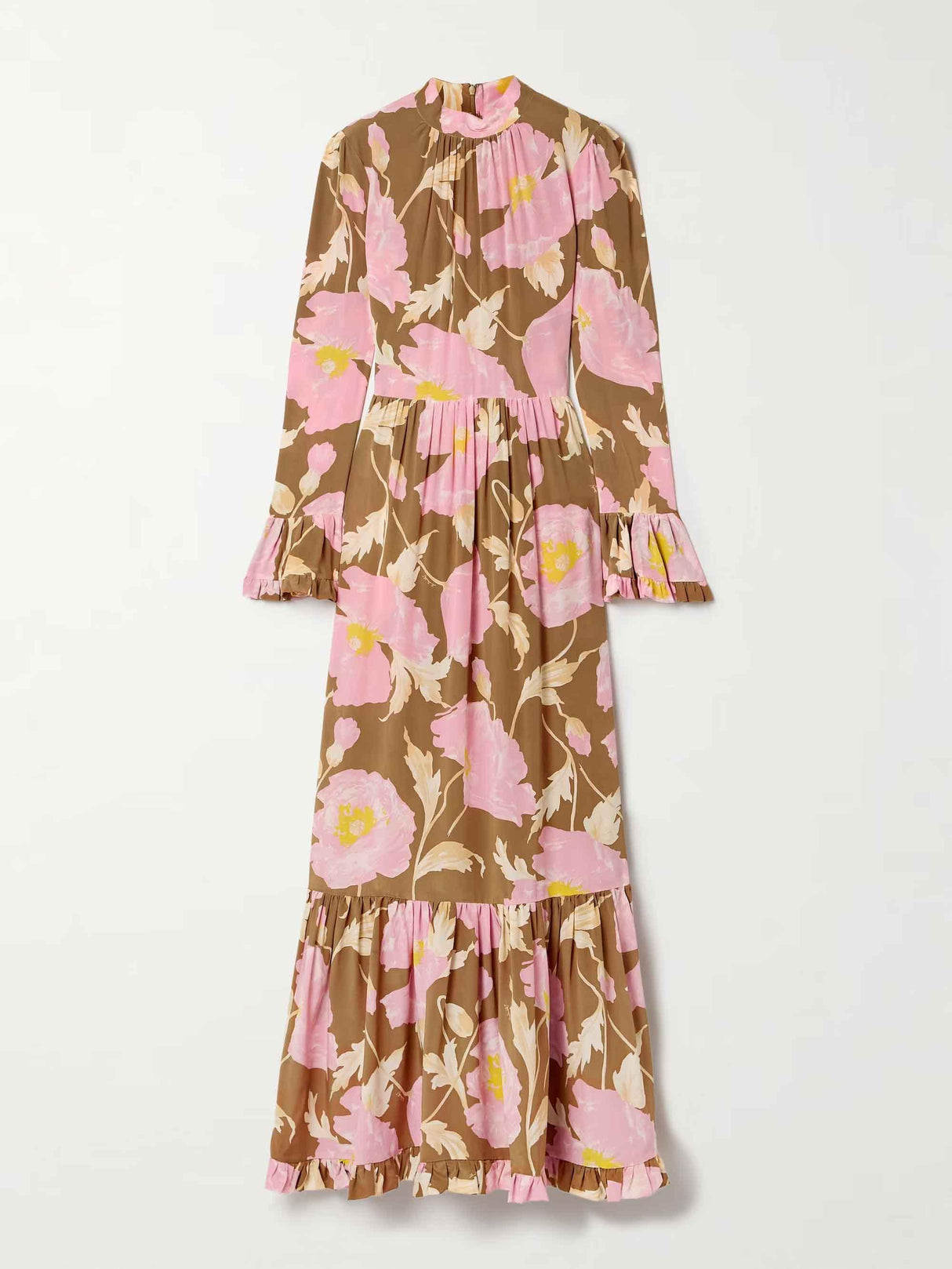 Aurohaya Retro Tiered Ruffled Floral Print Maxi Dress