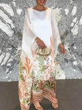 Vacation Plant Print Batwing Sleeve Kaftan Oversized Maxi Dress