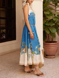Casual Floral Print Bow-strap Maxi Dress