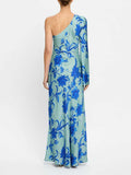 Aurohaya Elegant One-shoulder Floral Eye-catching Slim-fit Maxi Dress