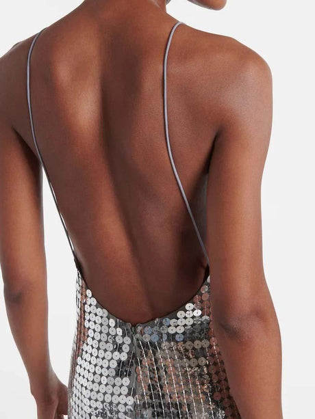 Aurohaya Elegant Sequined V-neck Open-back Maxi Dress