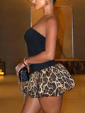 Elegant Sexy Tube Top Leopard Print Mini Dress