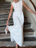 Aurohaya Elegance Timeless Sleeveless Lace Bodycon Maxi Dress