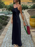 Casual Satin Backless Cami Maxi Dress