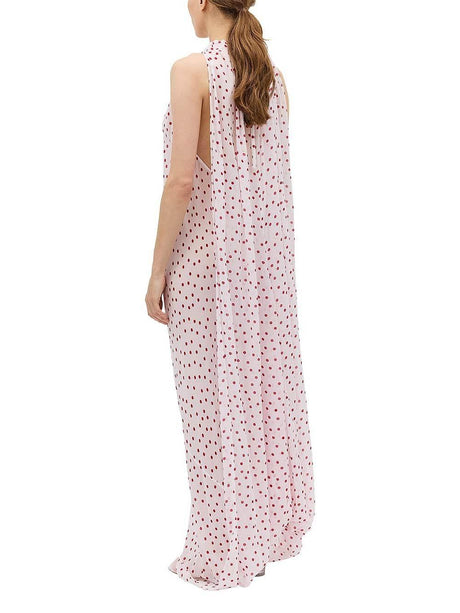 Aurohaya Unique Red Polka Dot Chiffon Maxi Dress