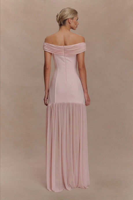 Aurohaya Elegant Floral-Embellished Strapless Bodycon Maxi Dress