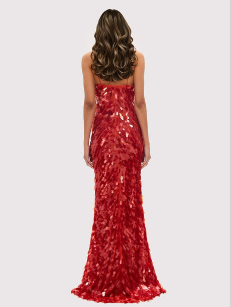 Aurohaya The Red Sapphire Sequin Maxi Dress