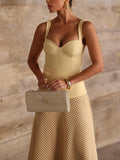 Elegantly Structured Bustier Mesh A-Line Maxi Dress