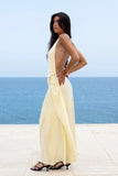 Elegant One-shoulder Sleeve Pleated Maxi Dress
