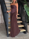 Elegant Off-The-Shoulder Draped Evening Maxi Dress