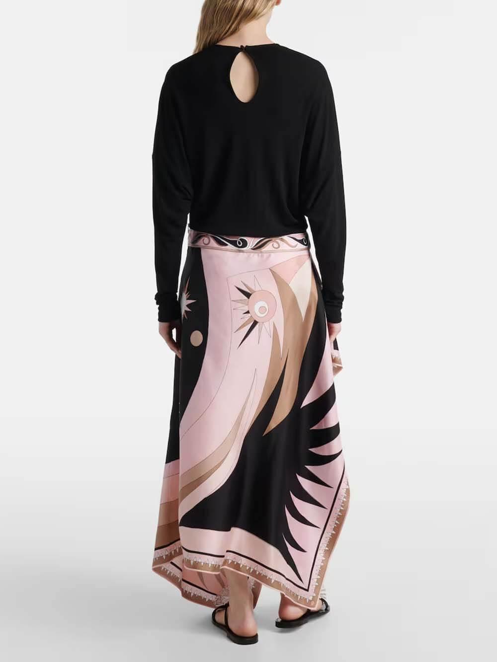 Aurohaya Asymmetrical Colorblock Patchwork Print Maxi Dress
