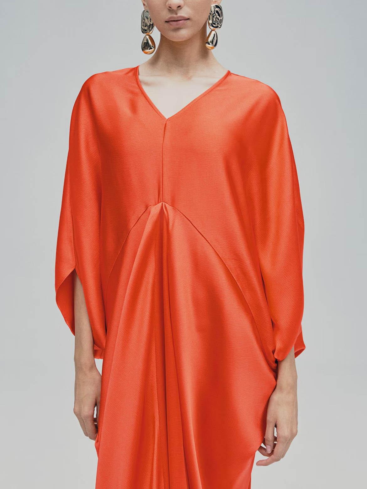Aurohaya Elegant V-neck Satin Robe Maxi Dress