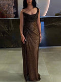 Elegant Sequin Slit Party Maxi Dress