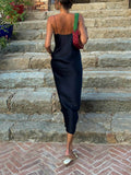 Casual Satin Backless Cami Maxi Dress