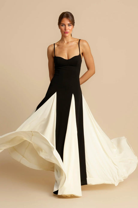 Aurohaya Elegance Panelled Tulle A-line Slip Maxi Dress