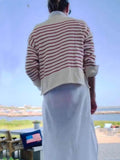 Retro Cream And Red Striped Lobster Sweater