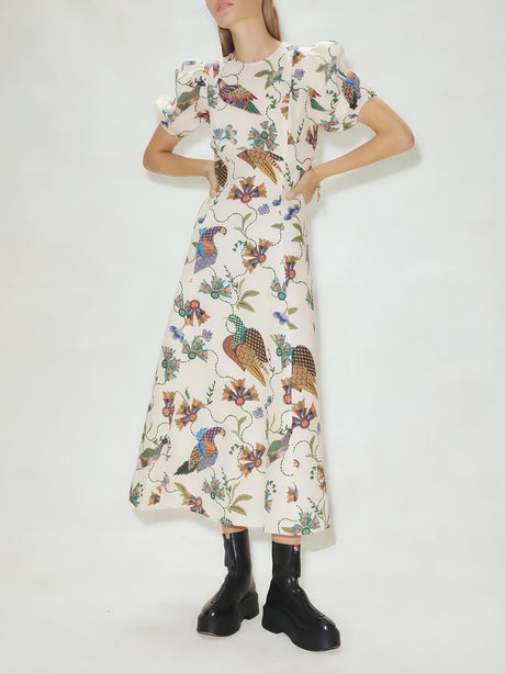 Aurohaya Effortless Artistic Bird Print Bodycon Dress