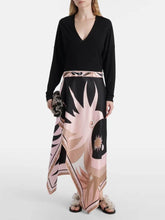 Aurohaya Asymmetrical Colorblock Patchwork Print Maxi Dress Black