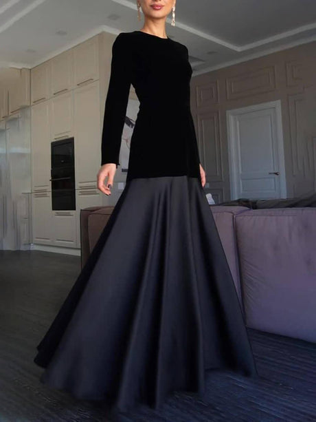 Aurohaya Elegant And Dignified Back-Tie Satin Pleated Paneled A-Line Maxi Dress