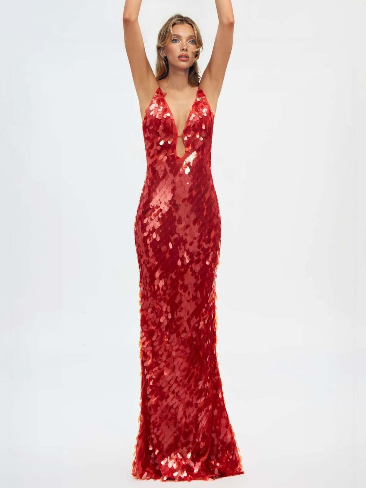 Aurohaya The Red Sapphire Sequin Maxi Dress