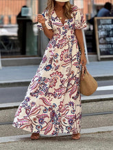 Aurohaya Elegant Floral Print A-Line Maxi Dress Multicolors