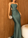 Elegant Strapless Cape Evening Maxi Dress