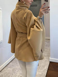 Elegant Classic Belted Cape Coat