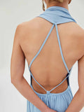 Elegant Halter Neck Flowing Maxi Dress
