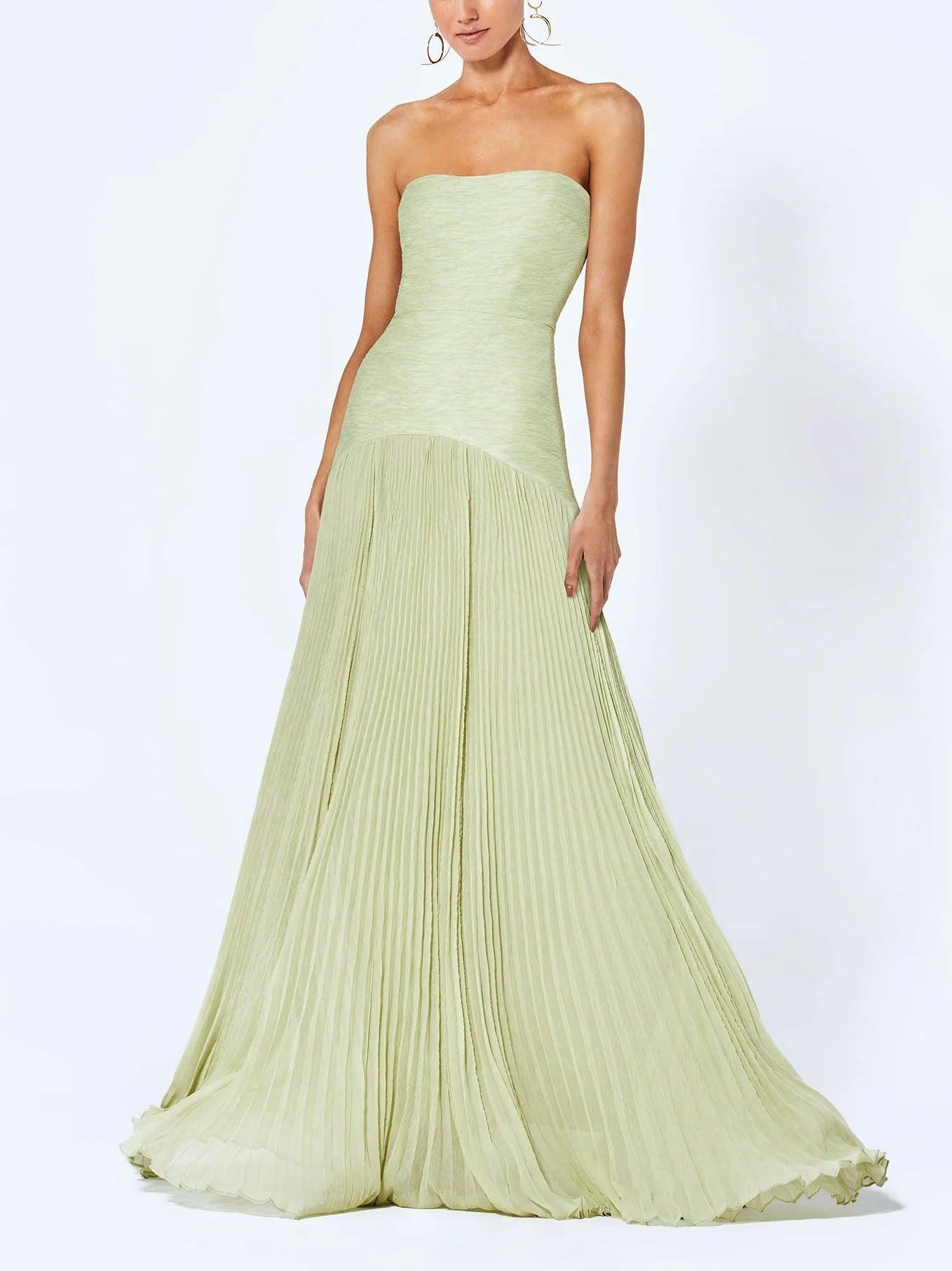 Aurohaya Elegant Wrap-Breasted Pleated Maxi Dress