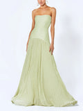 Elegant Wrap-Breasted Pleated Maxi Dress